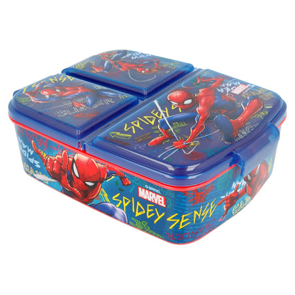 Stor Sandwichera Múltiple Spiderman Graffiti / 300 ml con 3 Compartimentos/ Libre de BPA/ Fiambrera niños/Escuela/Guardería