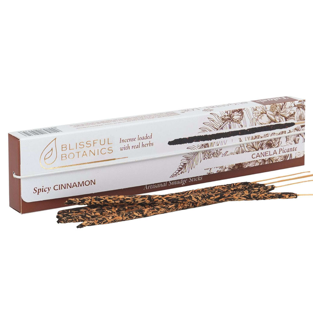 Caja de 8 varillas gruesas de incienso orgánico canela picante Tulasi Blissful Botanics elaboradas artesanalmente en India