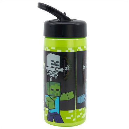 Botella PP Playground 410 ml Minecraft / Botella de agua deportiva con pajita y asa incorporada