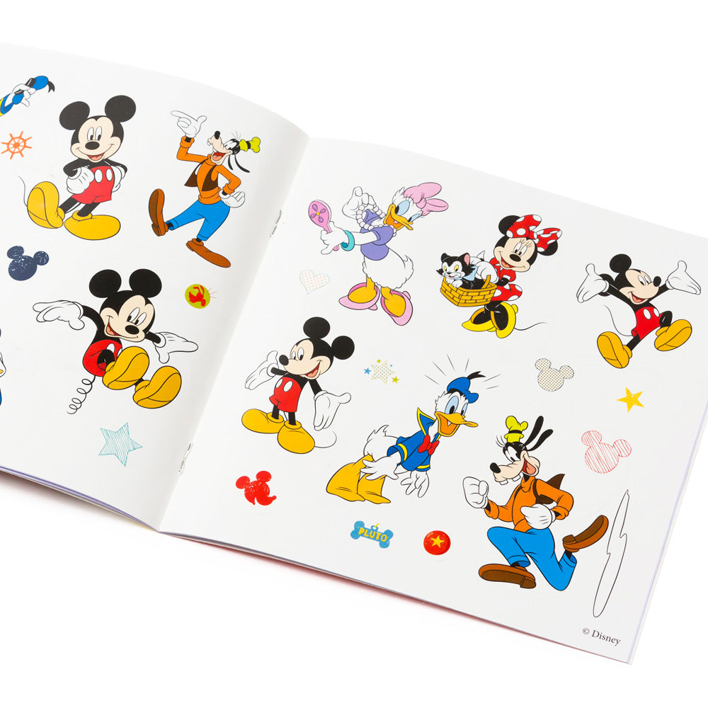 Libro de pintar infantil con pegatinas / Dibujo artístico DIY Mickey y sus amigos