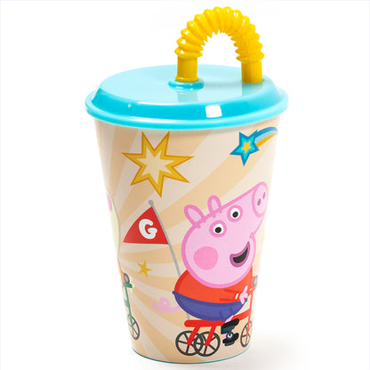 Vaso infantil reutilizable con tapa y pajita de 430 ml Peppa Pig