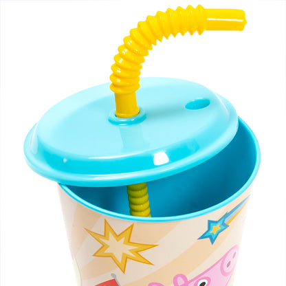 Gobelet réutilisable pour enfants avec couvercle et paille 430 ml Peppa Pig