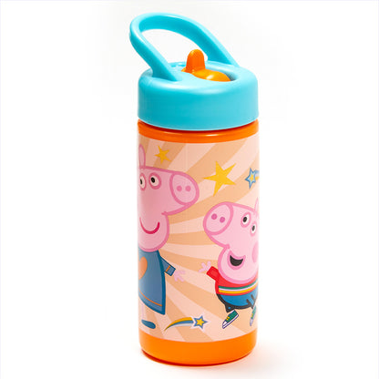 Botella PP Playground 410 ml Peppa Pig/ Botella de agua deportiva con pajita y asa incorporada