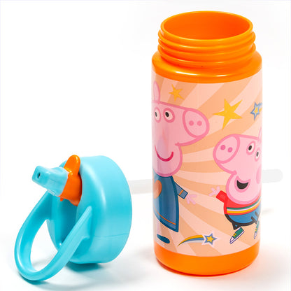 Botella PP Playground 410 ml Peppa Pig/ Botella de agua deportiva con pajita y asa incorporada