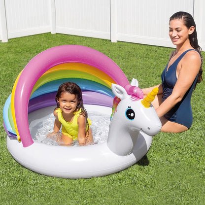 Children's Inflatable Pool With Unicorn Parasol 127x102x69 cm