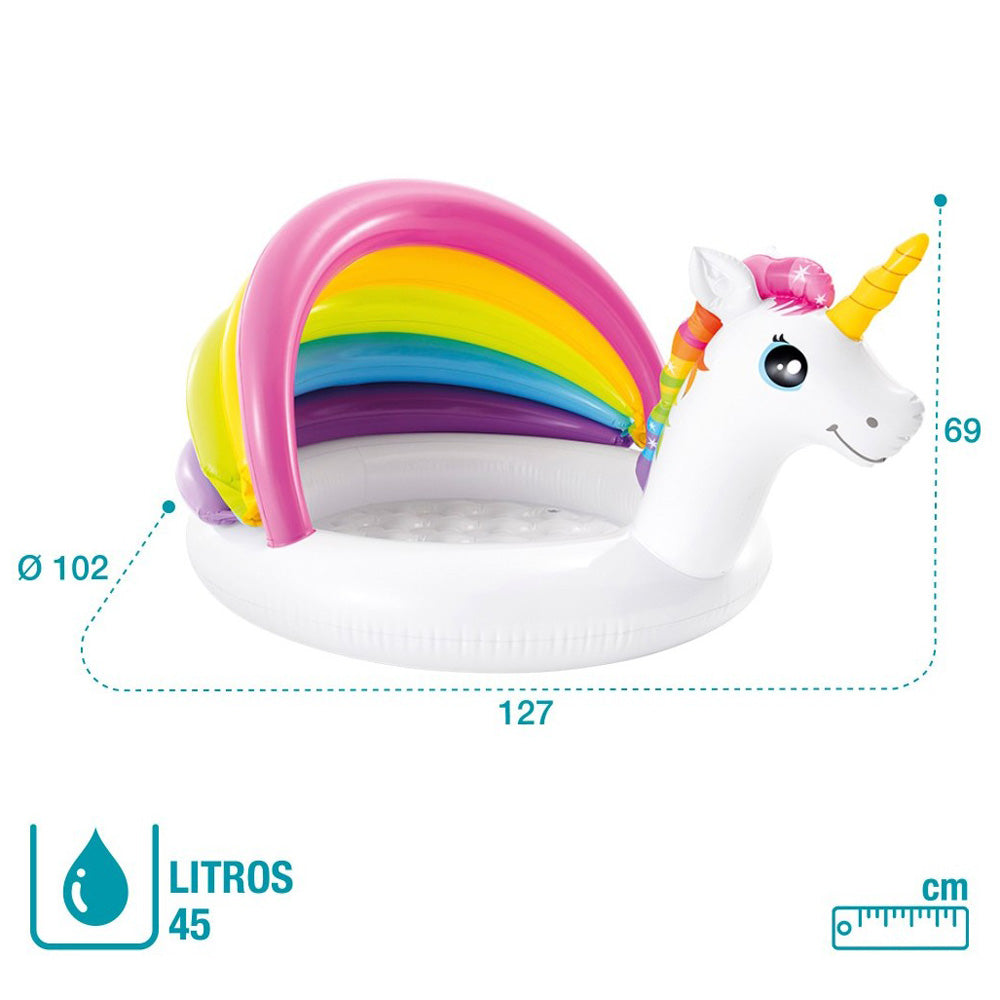 Children's Inflatable Pool With Unicorn Parasol 127x102x69 cm