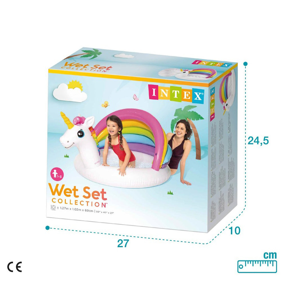 Children's Inflatable Pool With Unicorn Parasol 127x102x69 cm