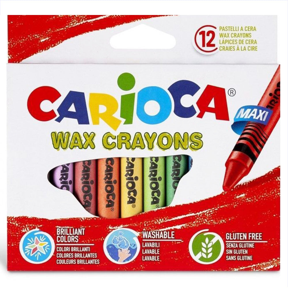 Carioca Wax crayons/ Lápices de Ceras de 12 Unidades/ Material Escolar/ Ceras para niños para colorear actividades creativas