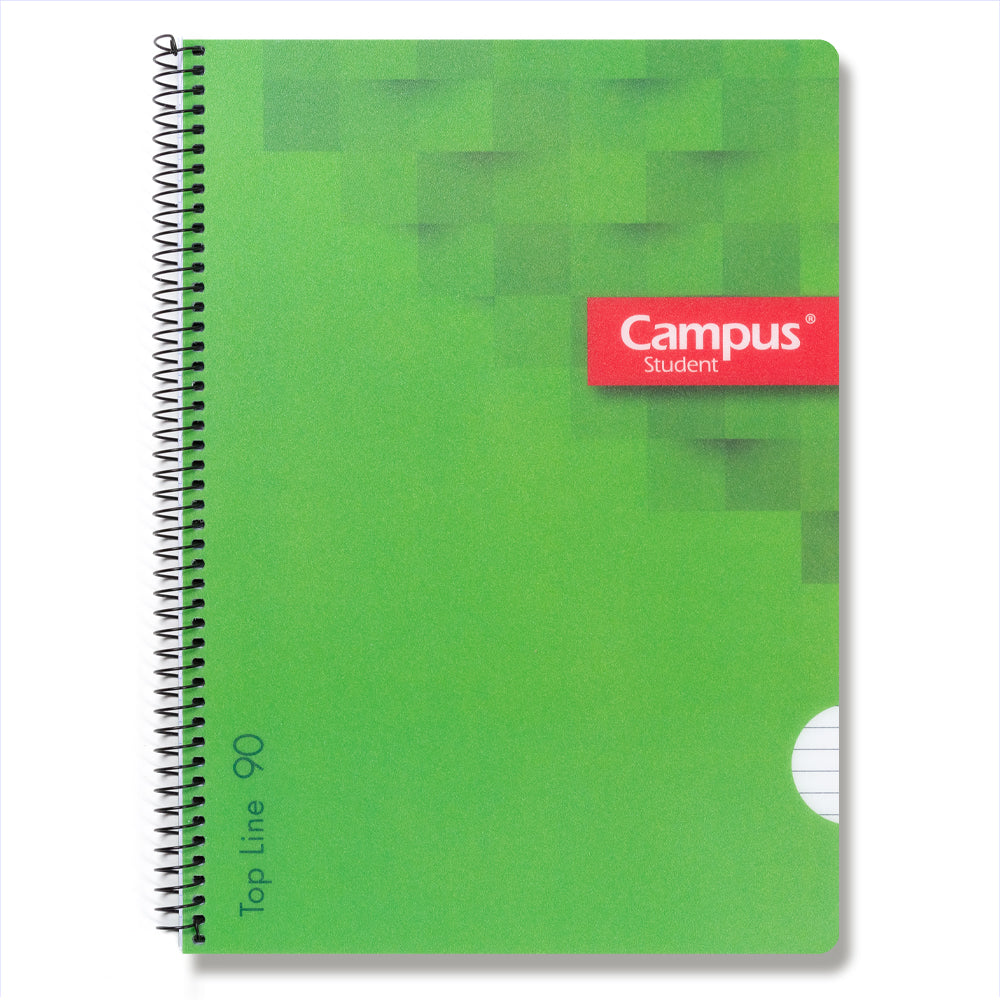 Campus-Cahier à spirale A4/Couverture polypropylène/80 feuilles 90g/Grille horizontale