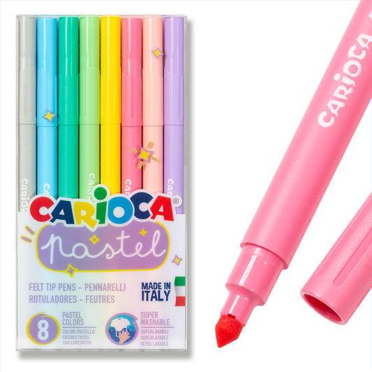 Stylo marqueur pastel Carioca 8 couleurs/8 pièces/encre lavable/non toxique