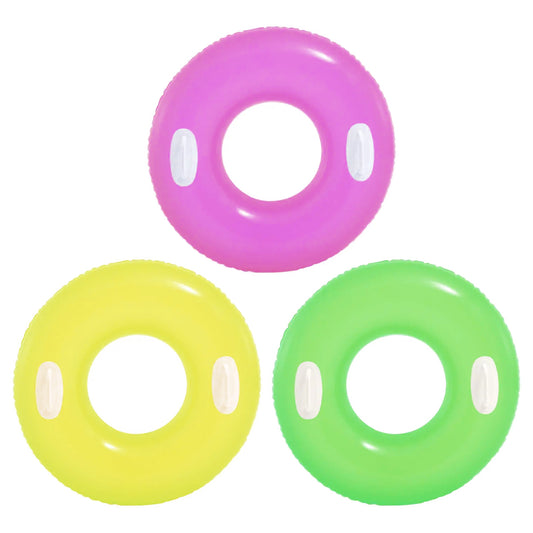 Neon swimming ring 76 cm with 2 holding handles / 3 Colors available