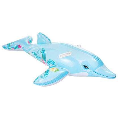 Intex Dauphin gonflable bleu clair avec 2 poignées 175x66 cm/ Flotteur gonflable pour piscine et plage