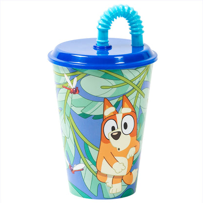 Gobelet enfant réutilisable avec couvercle et paille 430 ml Bluey