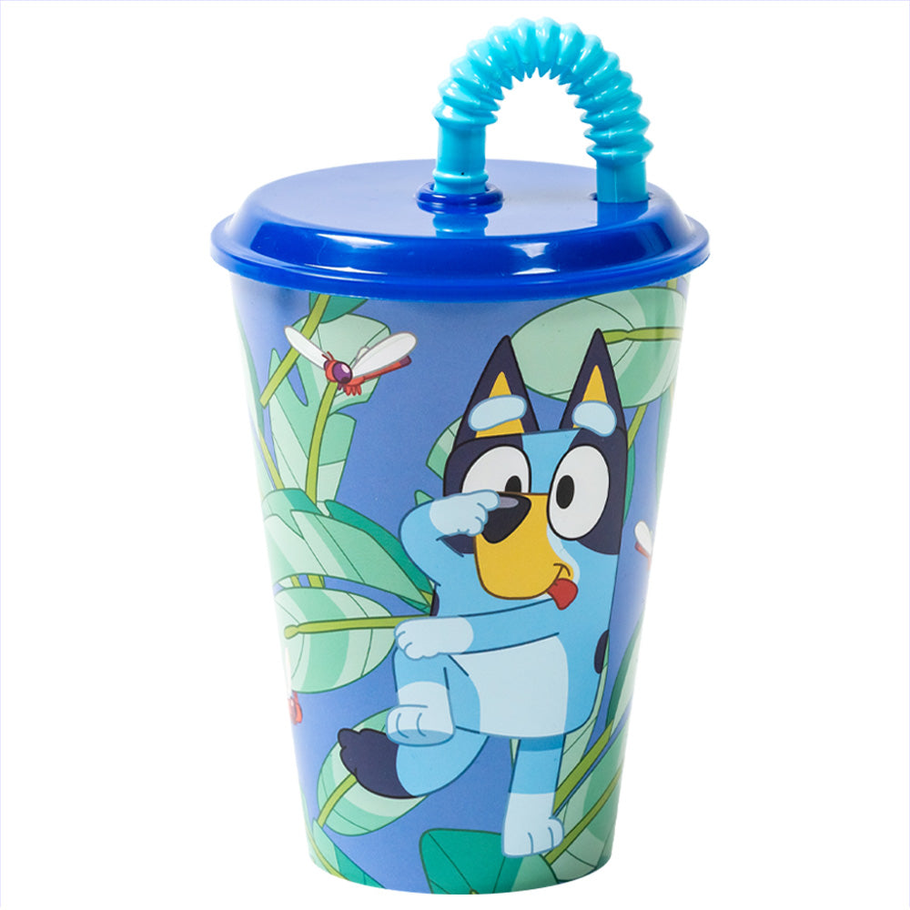 Gobelet enfant réutilisable avec couvercle et paille 430 ml Bluey