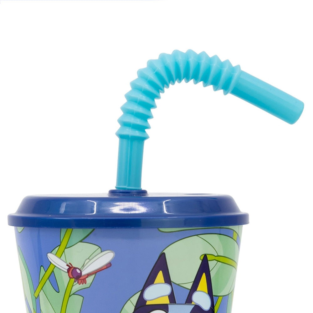 Gobelet enfant réutilisable avec couvercle et paille 430 ml Bluey