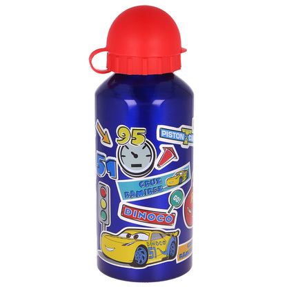 Bouteille en aluminium pour enfants 400 ml Autocollants Cars / Bouteille d'eau pour enfants / Bouteille d'eau réutilisable