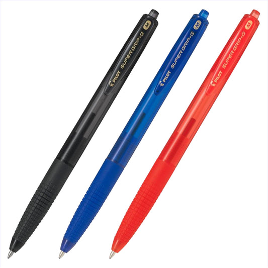 PILOT - Bolígrafo Super Grip Retractable punta media 1.0 mm/ Negro Azul Rojo Opcional