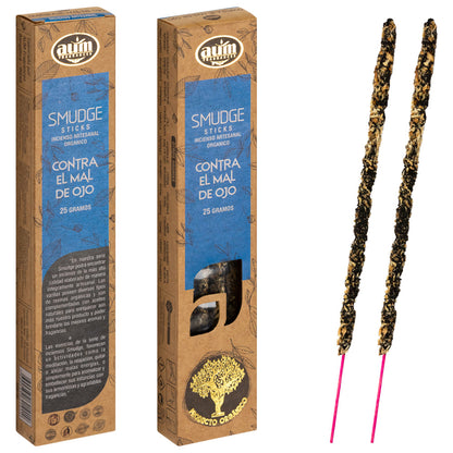 AUM Fragrances Organic Incense 25gr - Against the evil eye / Handmade in India with Natural Ingredients / No toxic products