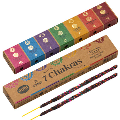 AUM Fragrances Organic Incense 25gr - 7 Chakras / Handmade in India with Natural Ingredients / No Toxic Products