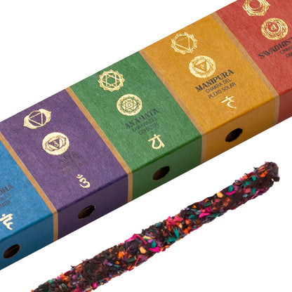 AUM Fragrances Organic Incense 25gr - 7 Chakras / Handmade in India with Natural Ingredients / No Toxic Products