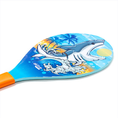 Set of 2 Aktive Wooden Beach Shovels with Ball/Shark 38x20cm