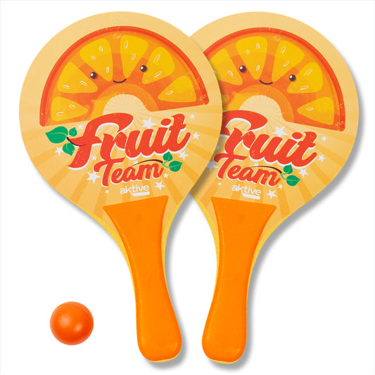 Pagaies de plage en bois avec ballon Lot de 2 / Fruit team-Orange