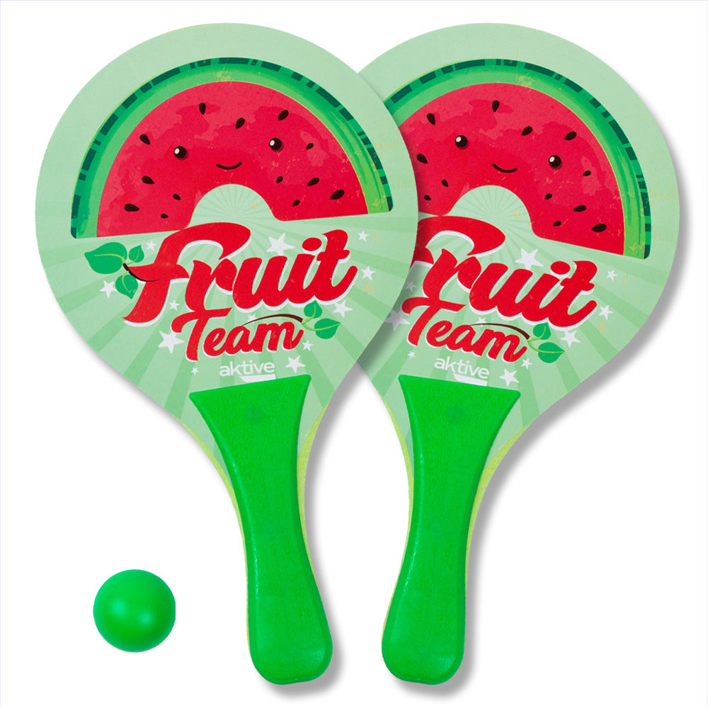 Wooden beach paddles with ball Set of 2 / Fruit team-Watermelon