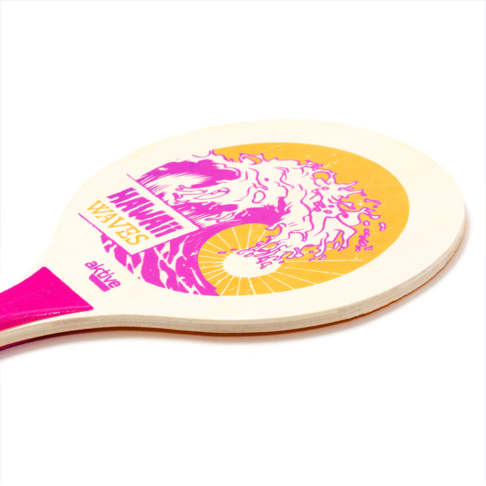 Set of 2 Aktive Wooden beach paddles with ball/Hawaii pink 38x24cm