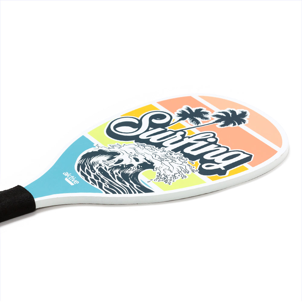 Set of 2 Aktive Wooden beach paddles with ball/ Surfing 40x20cm