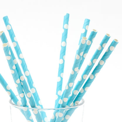 Set of 10 blue party straws