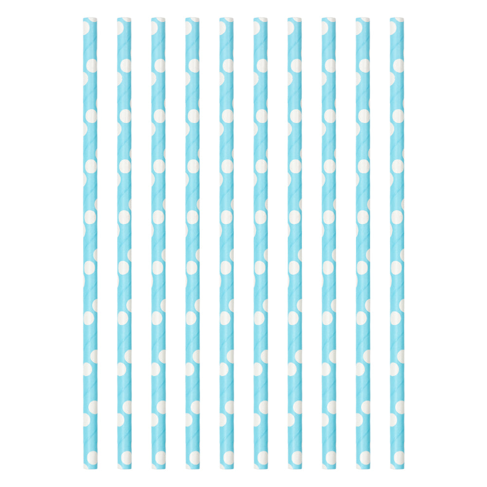 Set of 10 blue party straws