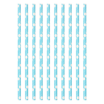 Set of 10 blue party straws