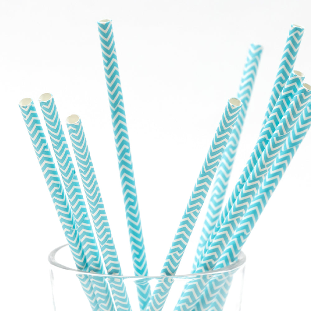 Set of 10 blue party straws