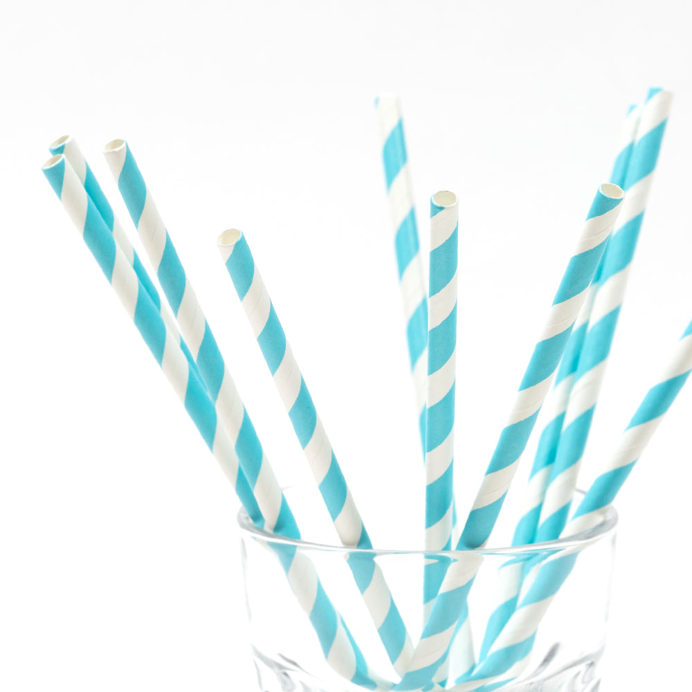 Set of 10 blue party straws