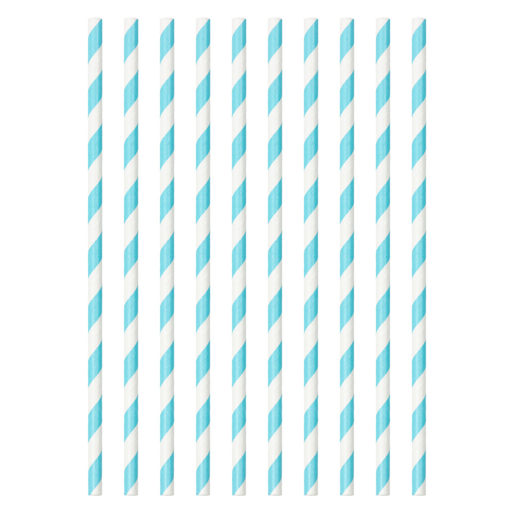 Set of 10 blue party straws