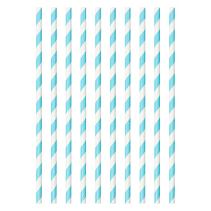 Set of 10 blue party straws