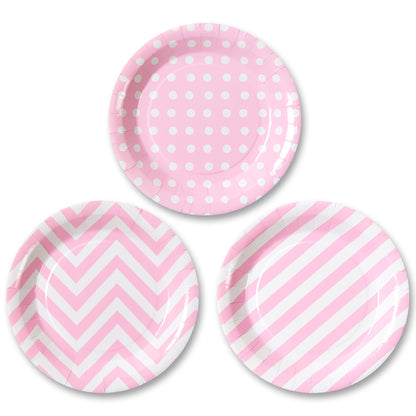 Set 4 platos party rosa 23 cm/ 3 Diseños disponibles