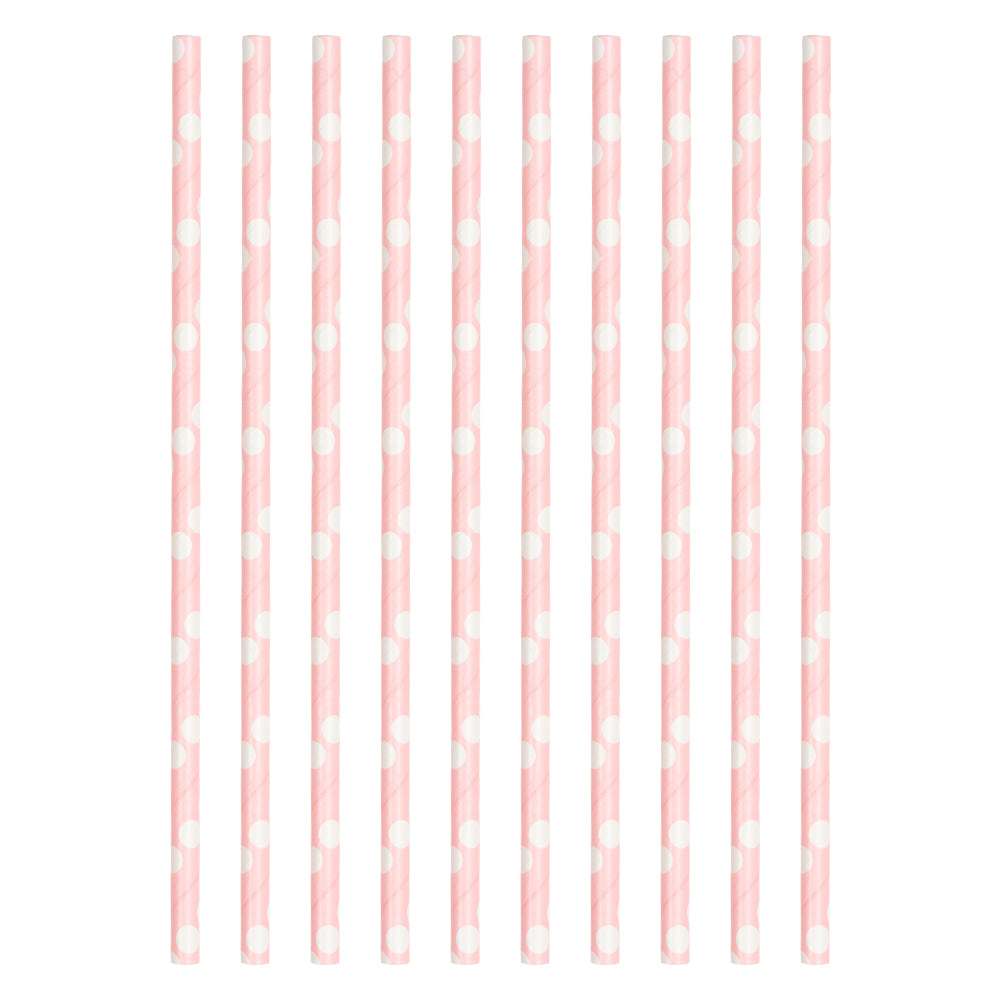 Set of 10 pink party straws