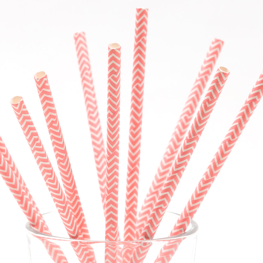 Set of 10 pink party straws