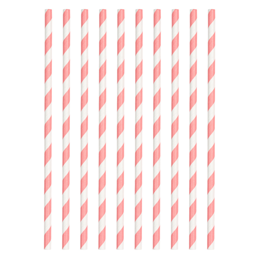 Set of 10 pink party straws