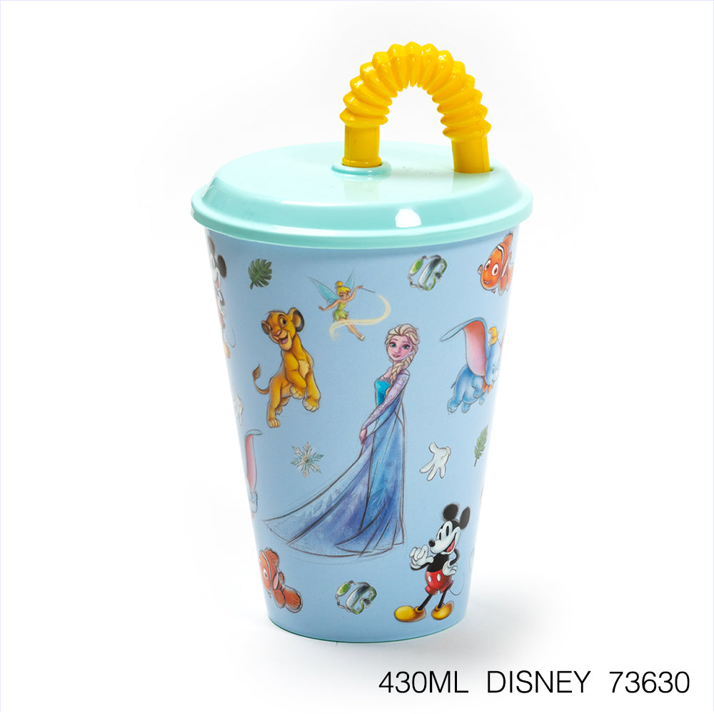 Vaso infantil reutilizable con tapa y pajita de 430 ml Serie Disney Stor - LIMÓN ARTES