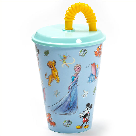 Gobelet enfant réutilisable avec couvercle et paille 430 ml Disney 100