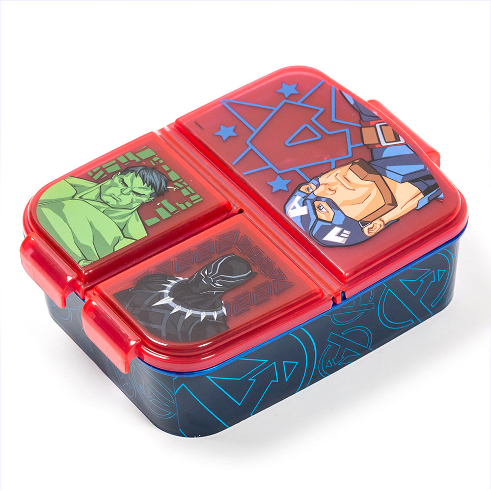 Boîte à sandwich multiple Stor Avengers/ 300 ml avec 3 compartiments/ Sans BPA/ Boîte à lunch pour enfants/École/Crèche