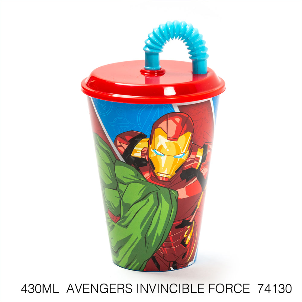 Vaso infantil reutilizable con tapa y pajita de 430 ml Serie Disney Stor - LIMÓN ARTES