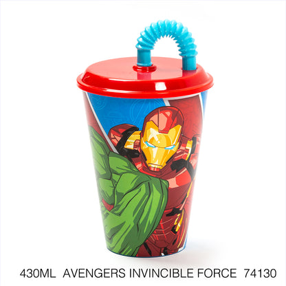 Vaso infantil reutilizable con tapa y pajita de 430 ml Serie Disney Stor - LIMÓN ARTES