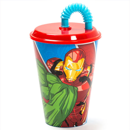 Avengers 430ml Reusable Kids Cup with Lid and Straw