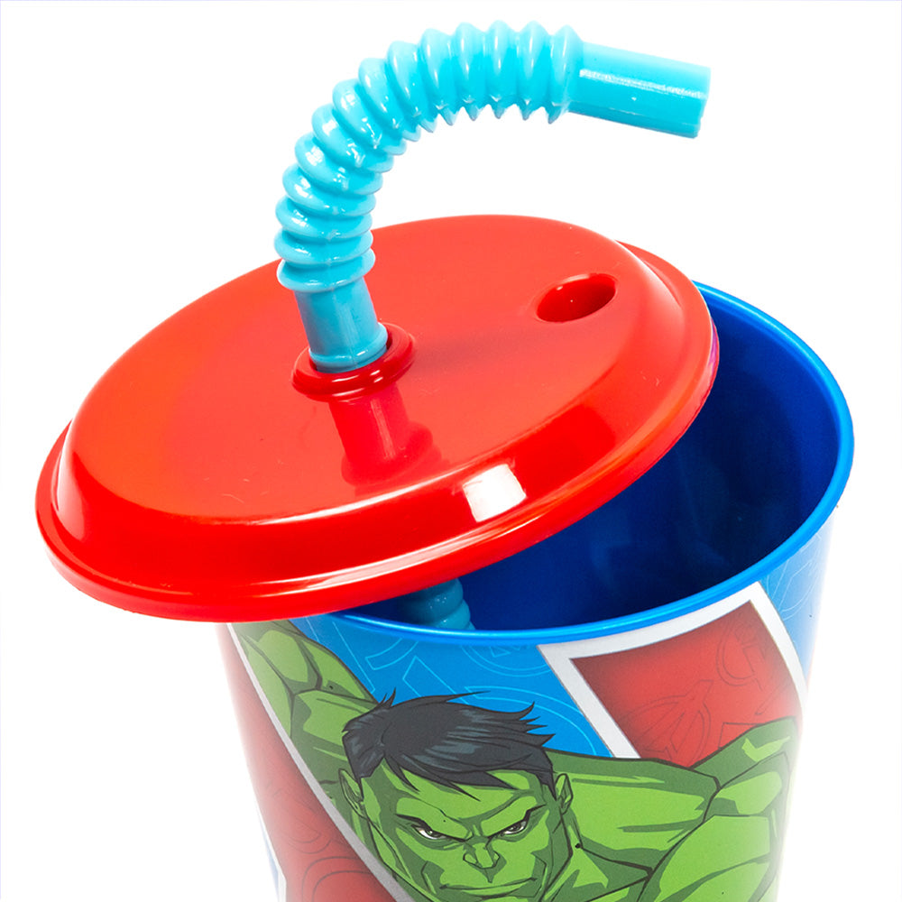 Avengers 430ml Reusable Kids Cup with Lid and Straw