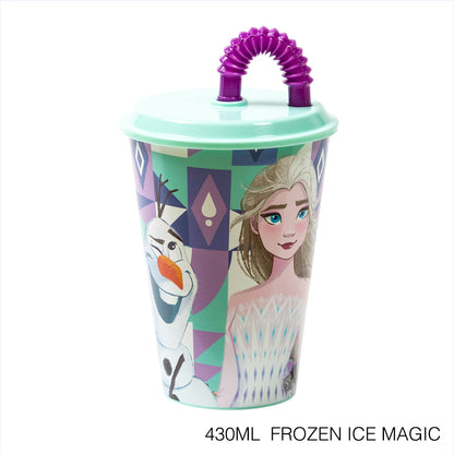 Vaso infantil reutilizable con tapa y pajita de 430 ml Serie Disney Stor - LIMÓN ARTES