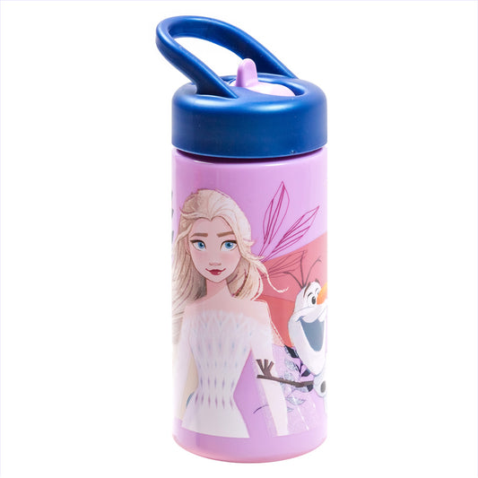 PP Playground Bottle 410 ml Frozen Trust The Journey/ Sports Water Bottle with Straw and Built-in Handle