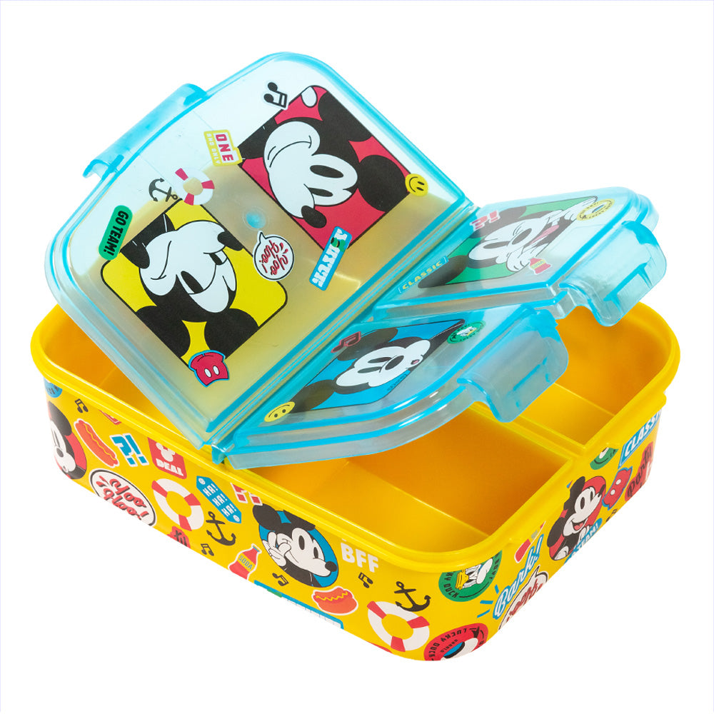 Stor Sandwichera múltiple Mickey Mouse/ 300 ml con 3 Compartimentos/ Libre de BPA/ Fiambrera niños/Escuela/Guardería